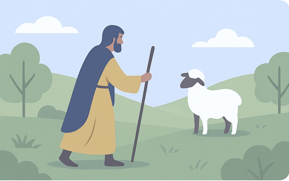 Shepherd and lamb